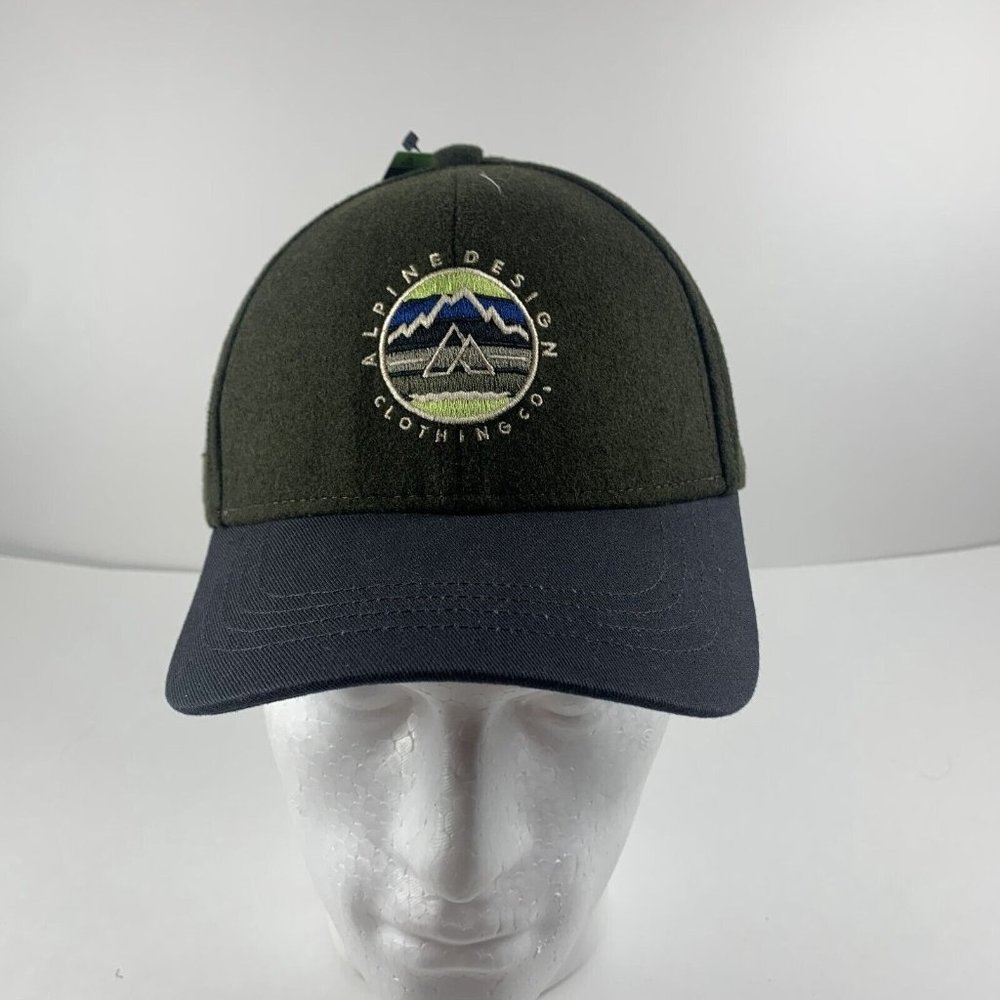 Alpine Design Hat Men's Olive Green Black Wool Faux Melton Baseball Cap S8368